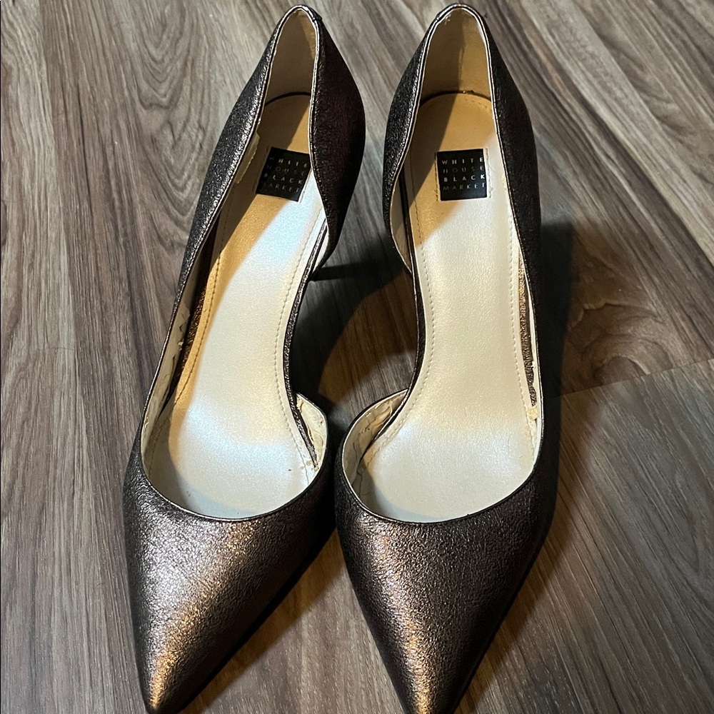 White House Black Market Shimmering Black Heels